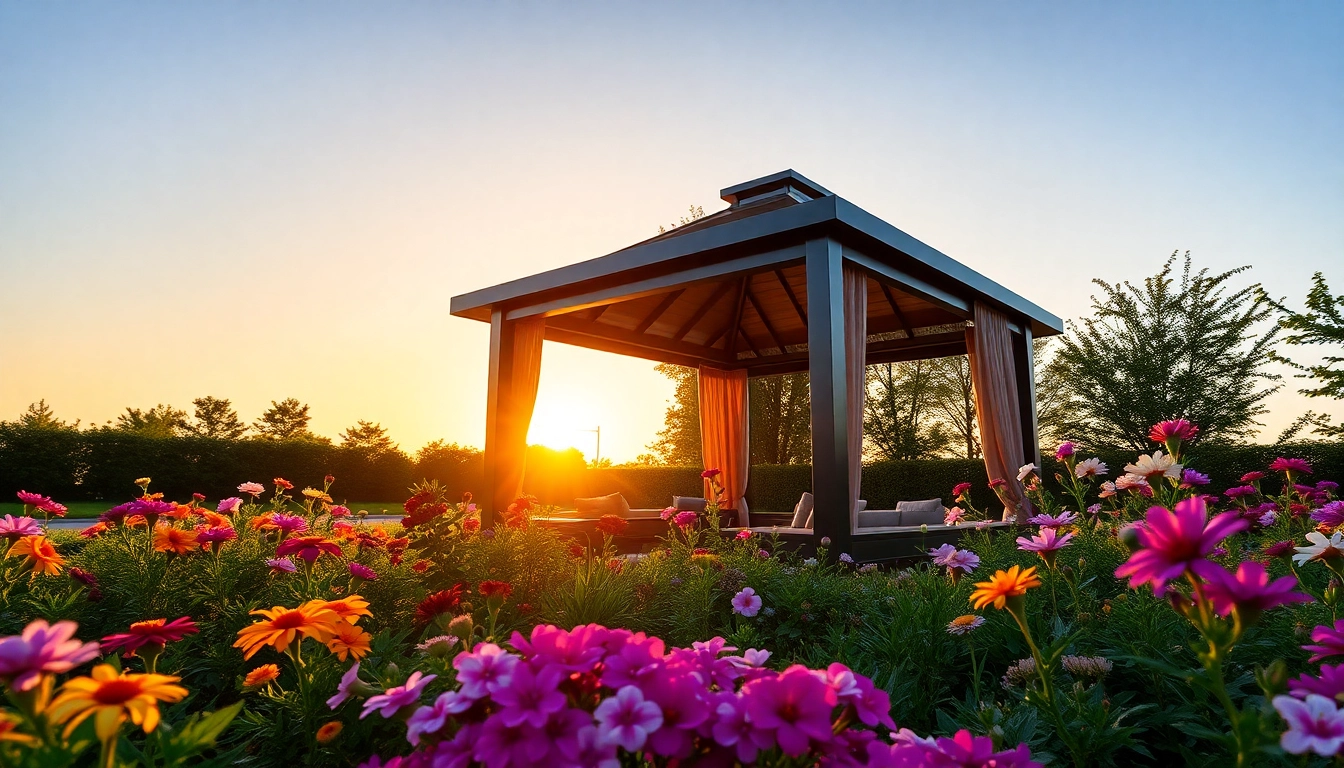 Set up a stylish gazebo Ireland in a vibrant garden to enhance outdoor gatherings.