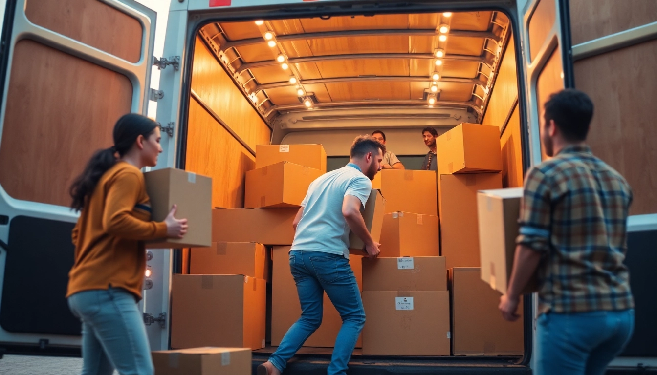 Efficient removal companies Keighley team loading boxes into a truck for local moves.