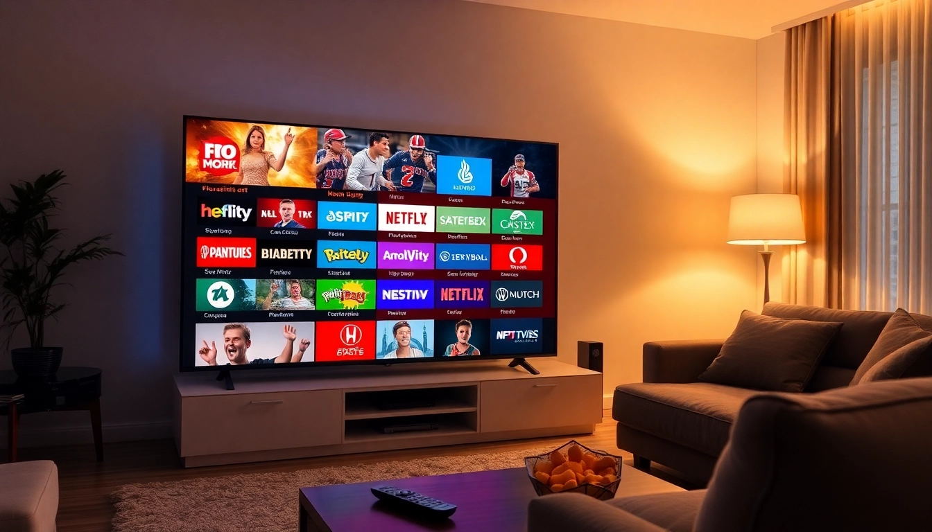 Experience an exhilarating iptv trial with a wide selection of channels displayed on a modern TV.