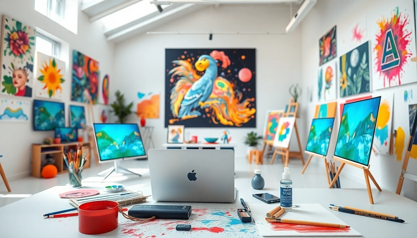 Generate stunning visuals with the AI image generator Australia in a vibrant digital studio.