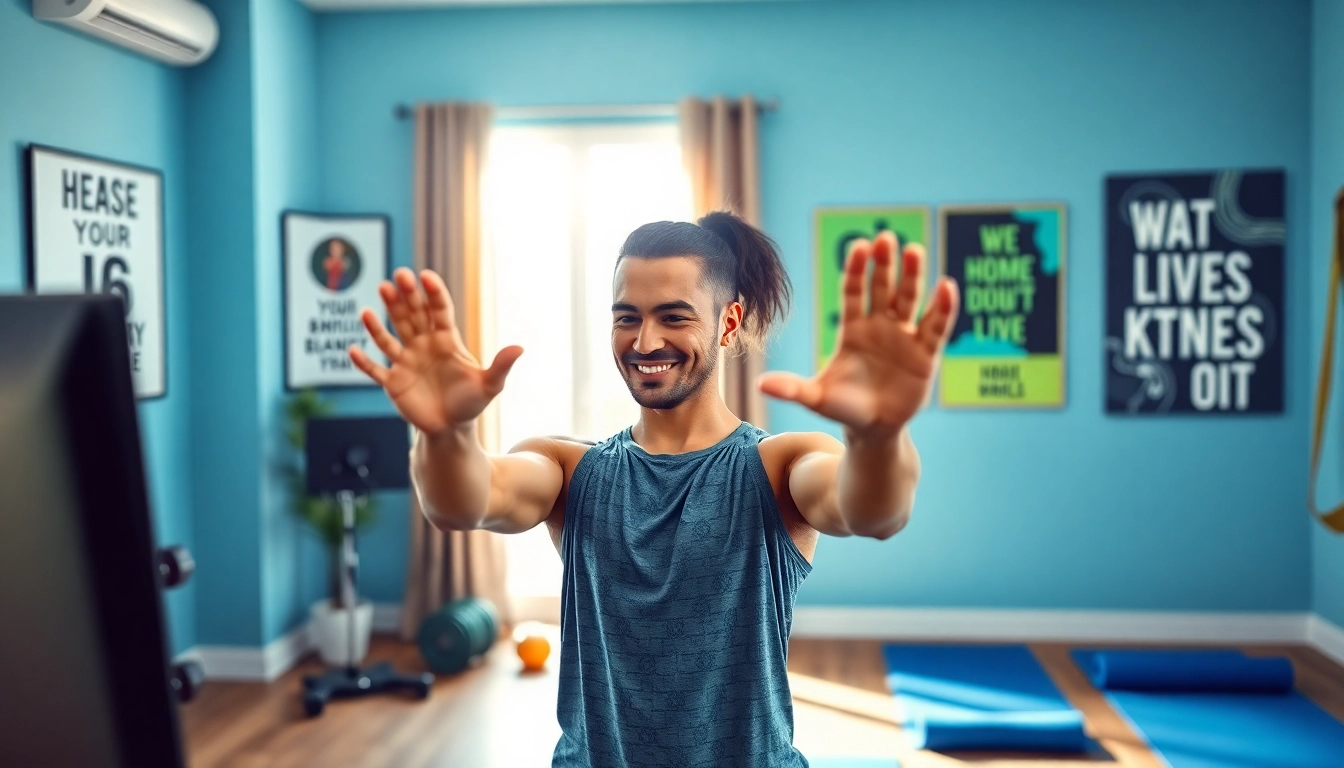 Virtual Personal Trainer Jersey City engaging with clients through an energetic online workout session.