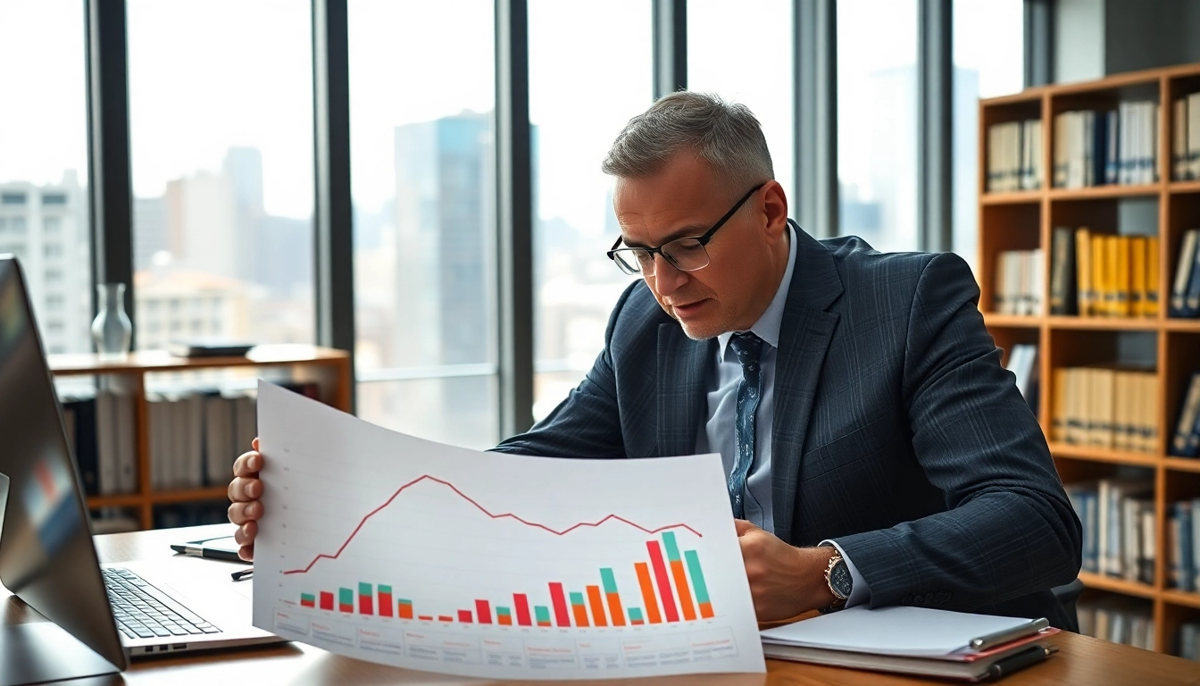 An accountant conducts an impairment test on a financial chart showing declining assets.