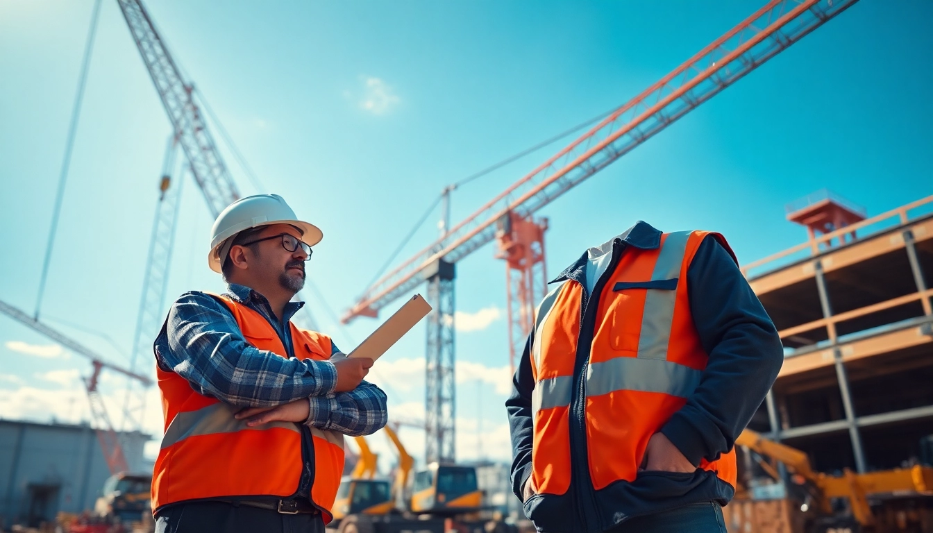 Crane supervisor reviewing NVQ Level 4 Crane supervisor answers on a busy construction site.
