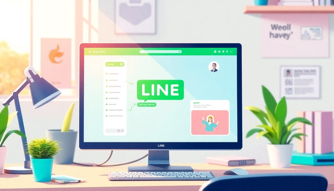 Download the LINE电脑版下载 application on a sleek computer for seamless communication.