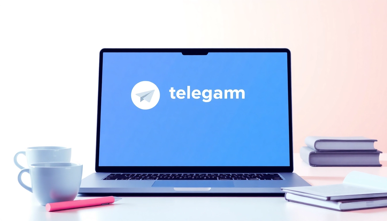 View telegram电脑版中文 displayed on a sleek laptop, representing modern interface design.