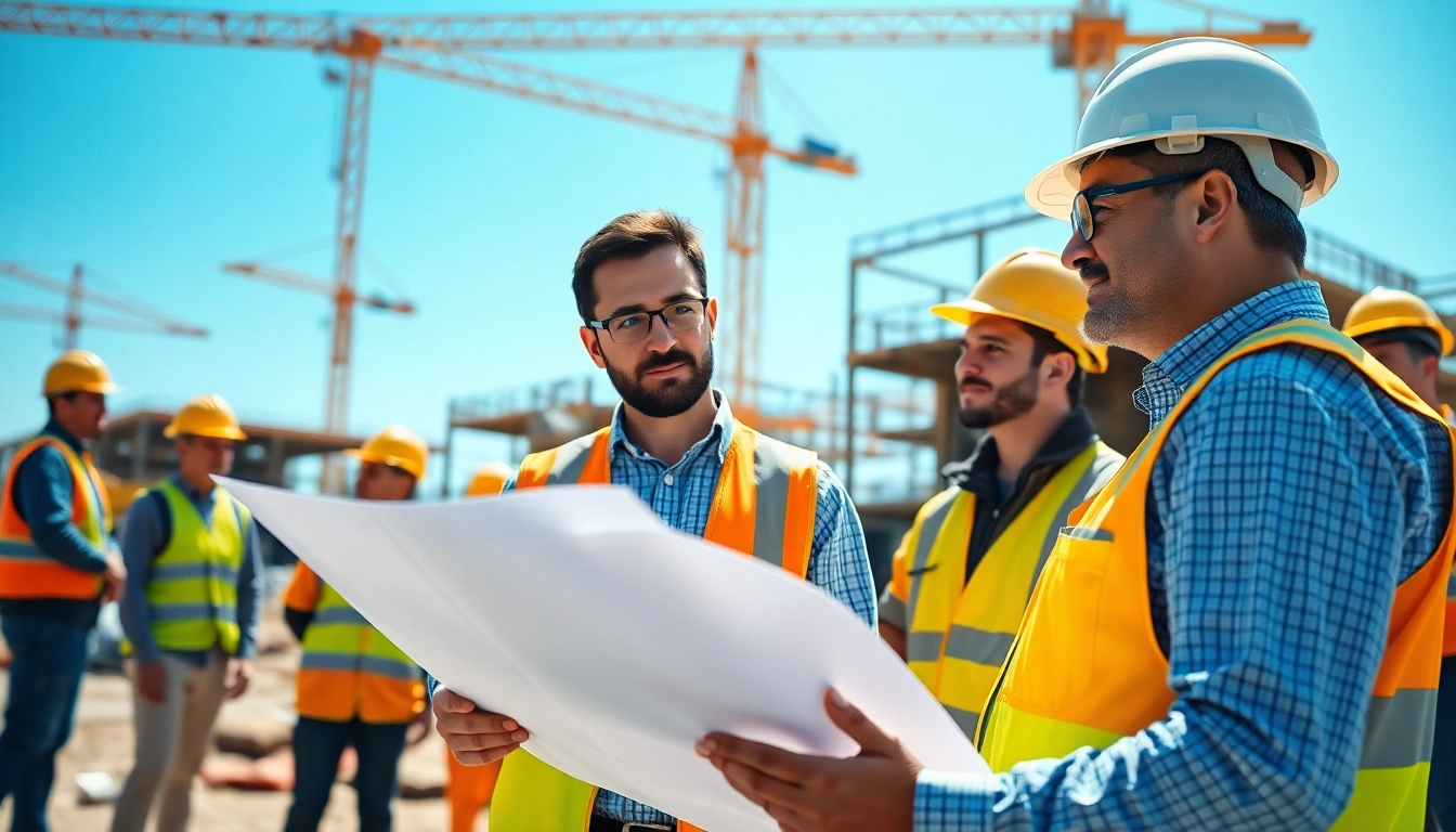 Reviewing level 7 NVQ diploma in construction senior management answers on a construction site.