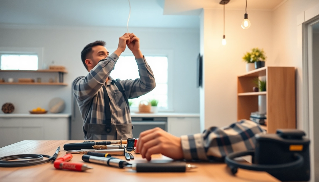 Electrical Contractor Clearwater performing a residential installation in a well-lit setting.