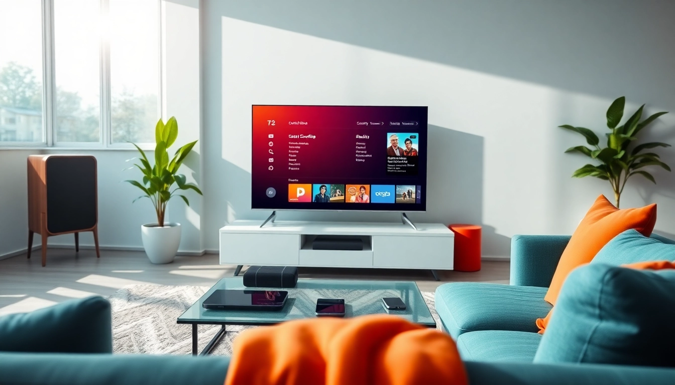 Effortlessly schedule content on smart TV with a modern living room display showcasing provided tools.