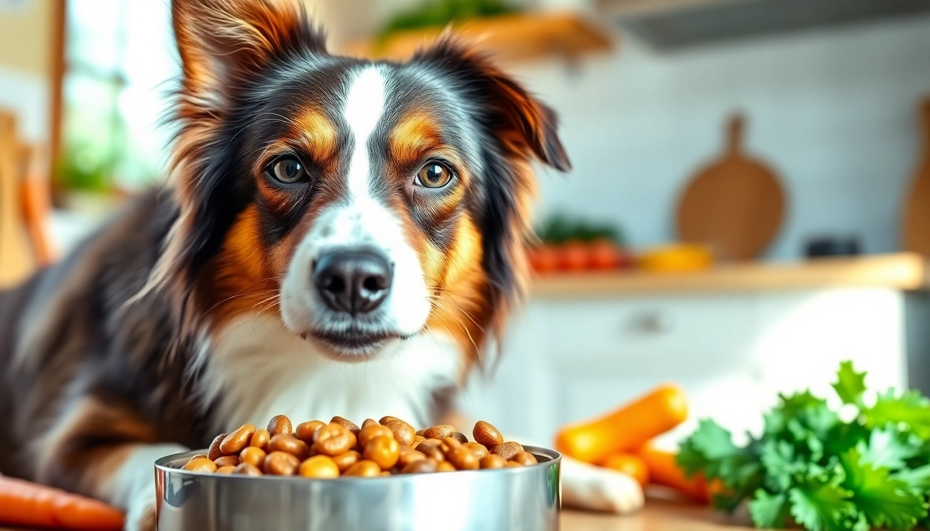 Watch a dog relish its meal with badlands ranch dog food canada in a sunlit kitchen filled with fresh ingredients.