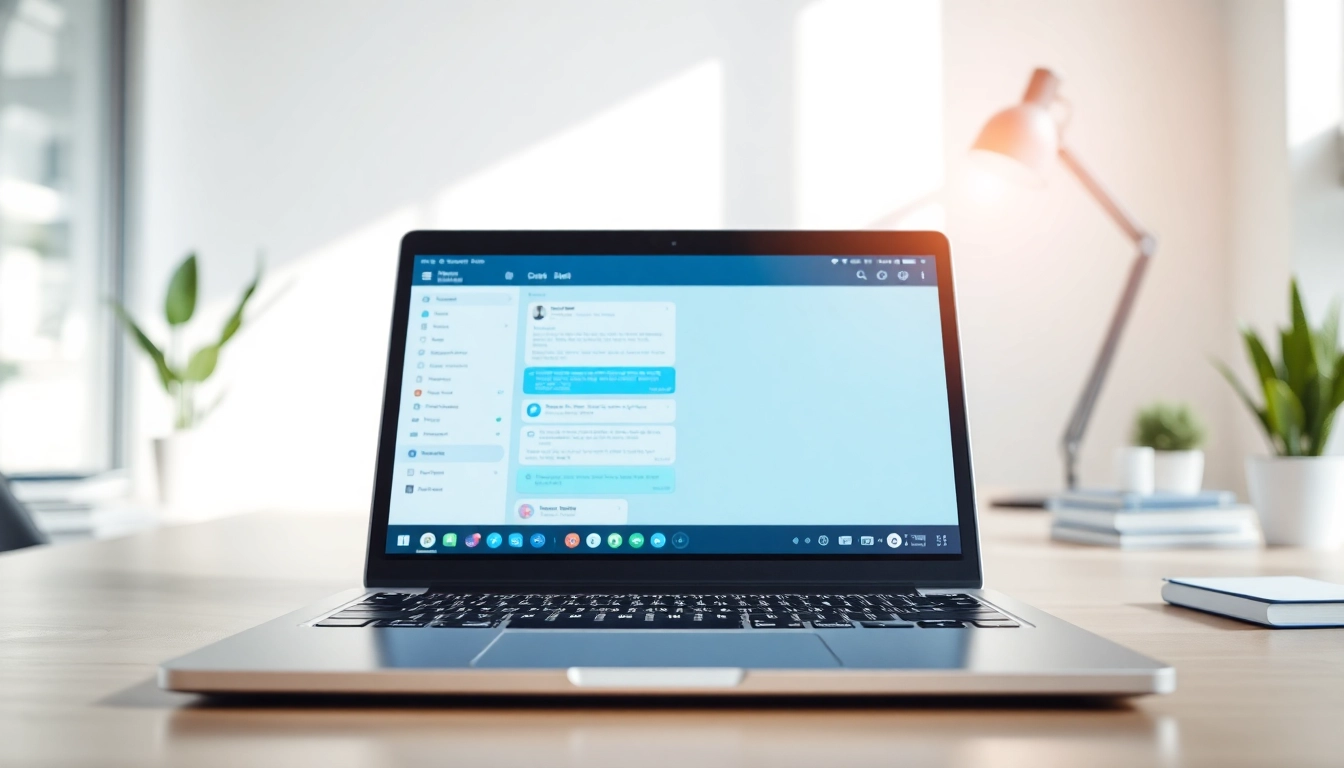 Engaging chatgpt chatbot interface displayed on a modern laptop in an inspiring office.