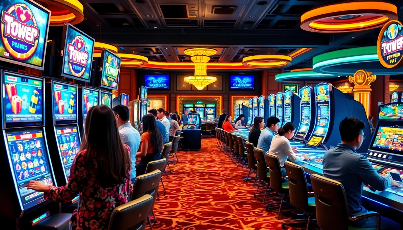 Experience the excitement at TPower casino with diverse players engaging in thrilling games.