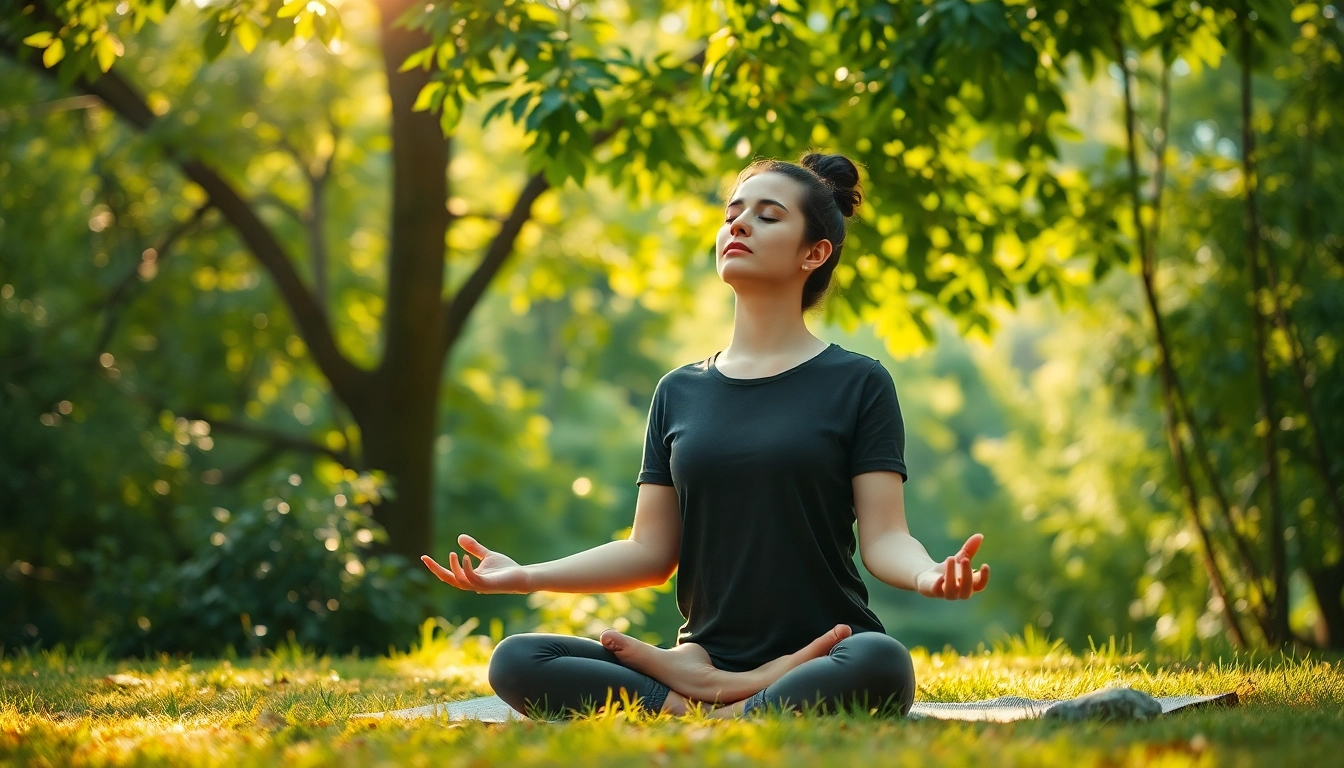 A person practicing mindfulness outdoors, effectively dealing with stress in a serene environment.