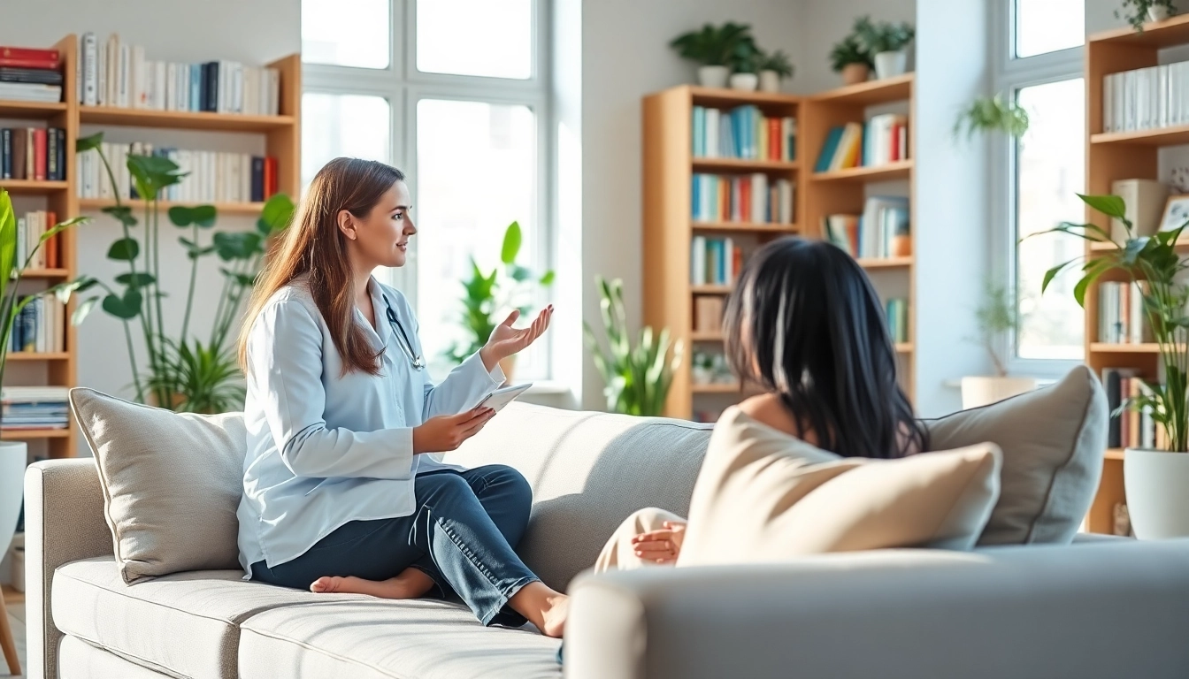 Engaging psychotherapy session in Dubai, highlighting mental wellness in a calming environment.