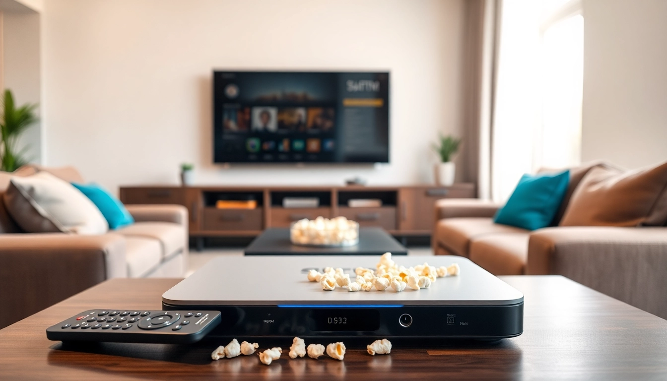 Explore the superbox TV box on a stylish entertainment center with modern decor.