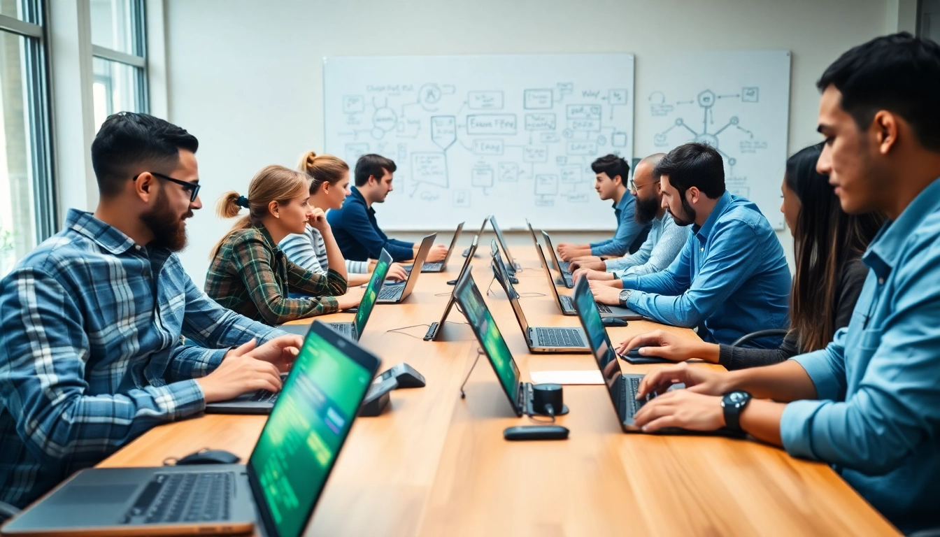 Developers engaged in web development tasks during a collaborative workshop.