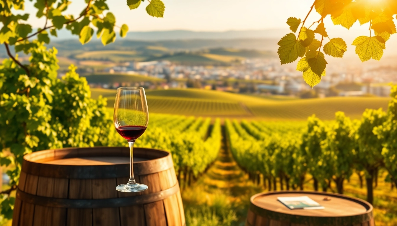 Savor Sacramento wineries with vibrant vineyards and a glass of red wine in the foreground.