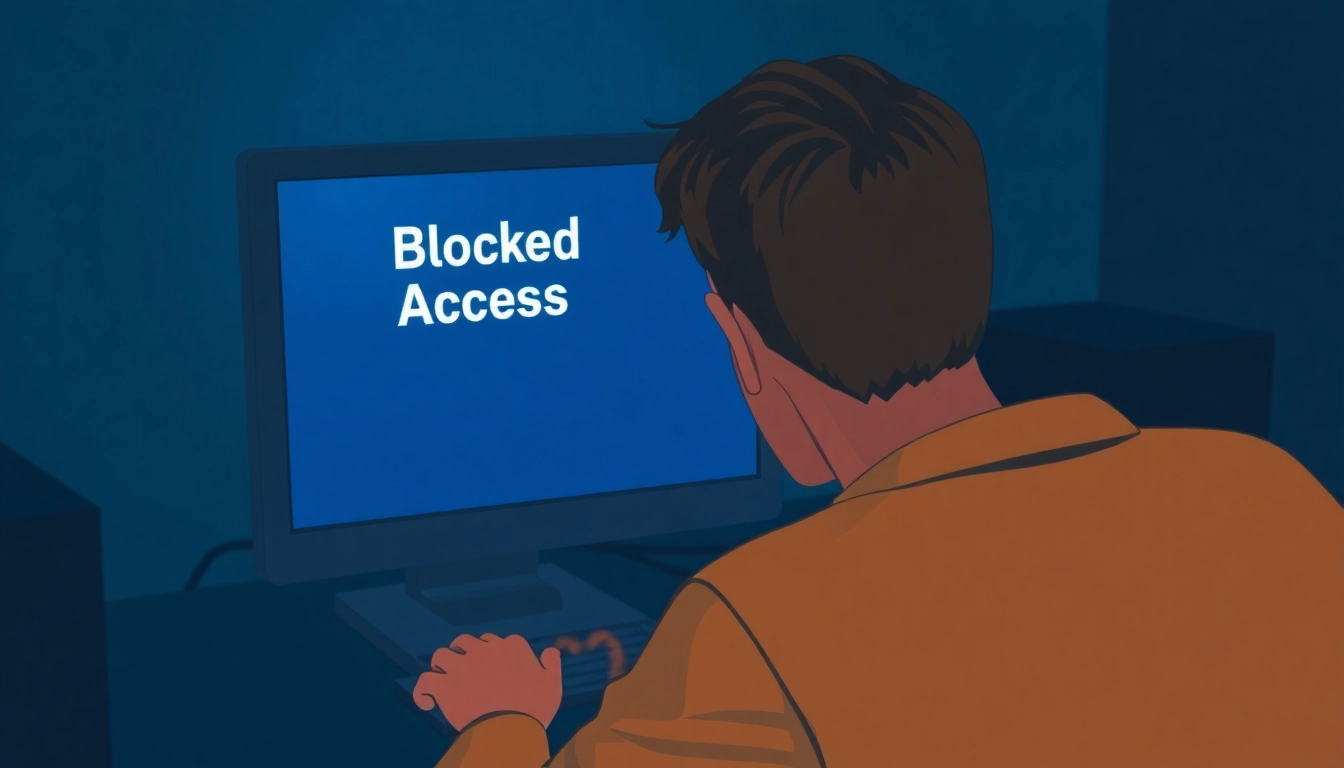 Inatogel users encountering a blocked access message on a computer screen, showcasing security measures.