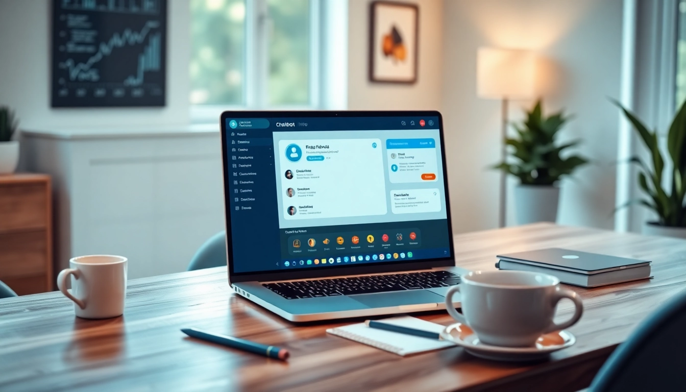 Engaging chatbot for website displayed on a modern laptop dashboard, enhancing user experience.