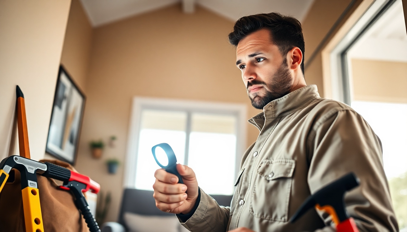 Pest control Sydney expert inspecting a home with tools and equipment for infestations.