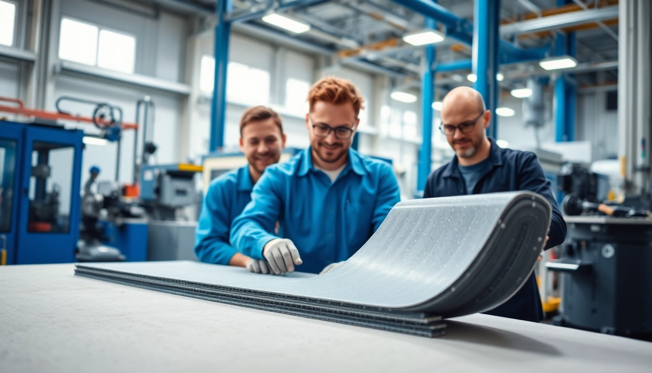 Engineers utilizing epoxy prepregs in a modern manufacturing process, showcasing innovative technology.