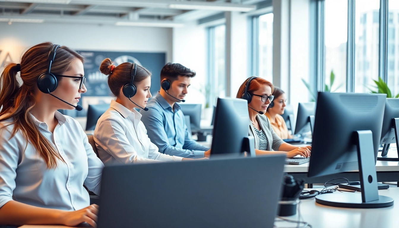 Helpdesk support team collaboratively working to provide excellent customer service.