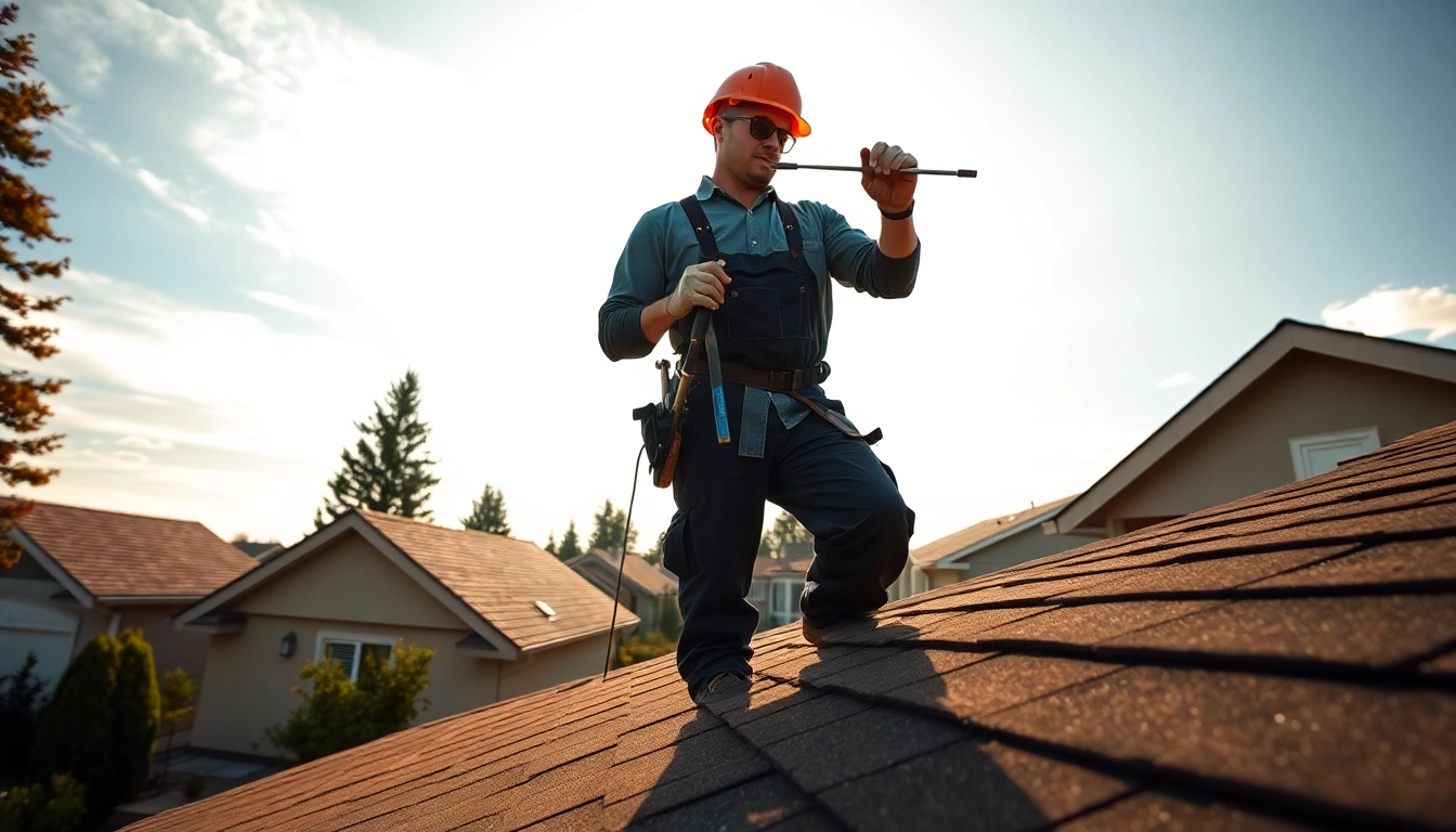 Roof repair Vancouver Wa expert conducting assessment on a residential home roof in Vancouver WA.