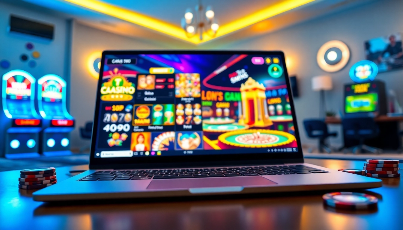 Découvrez le meilleur jeu casino en ligne avec une vue immersive d'un ordinateur portable.