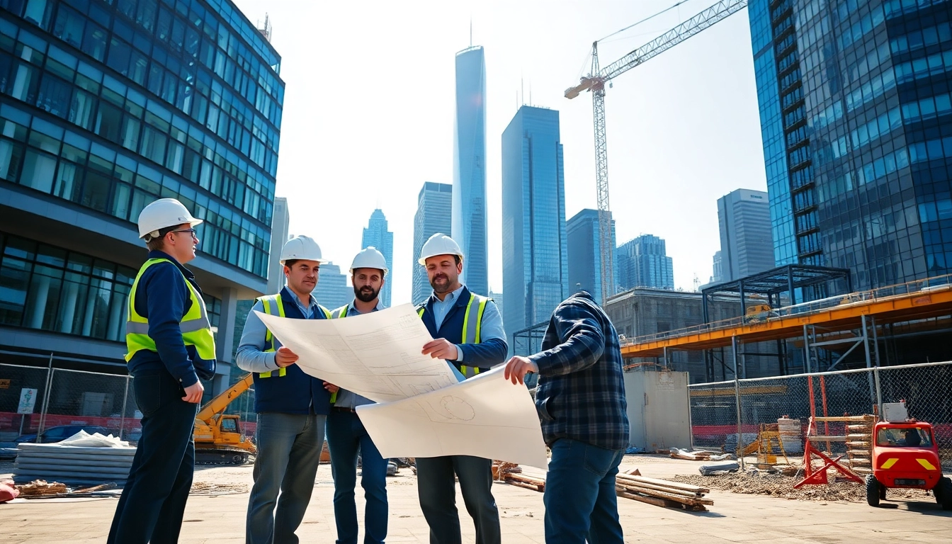Capture of a Manhattan Commercial General Contractor guiding a team in the heart of a construction site.