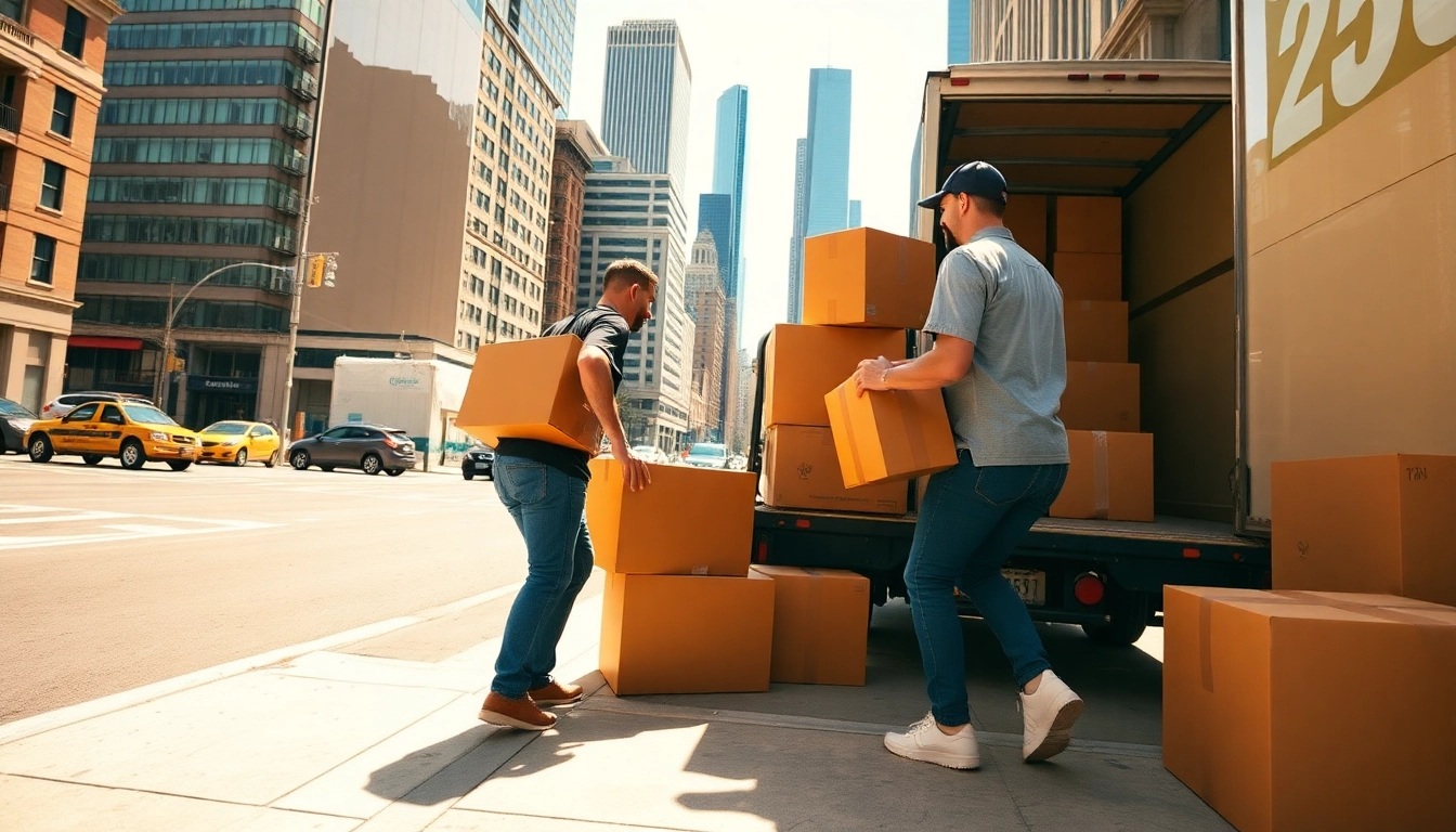 Experts handling your Cheap movers nyc service efficiently on a sunny day in NYC.