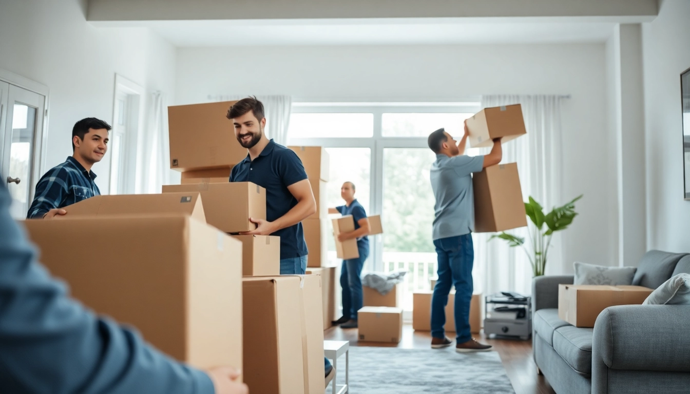 Experienced movers from a moving company Toronto carefully packing furniture for a move.