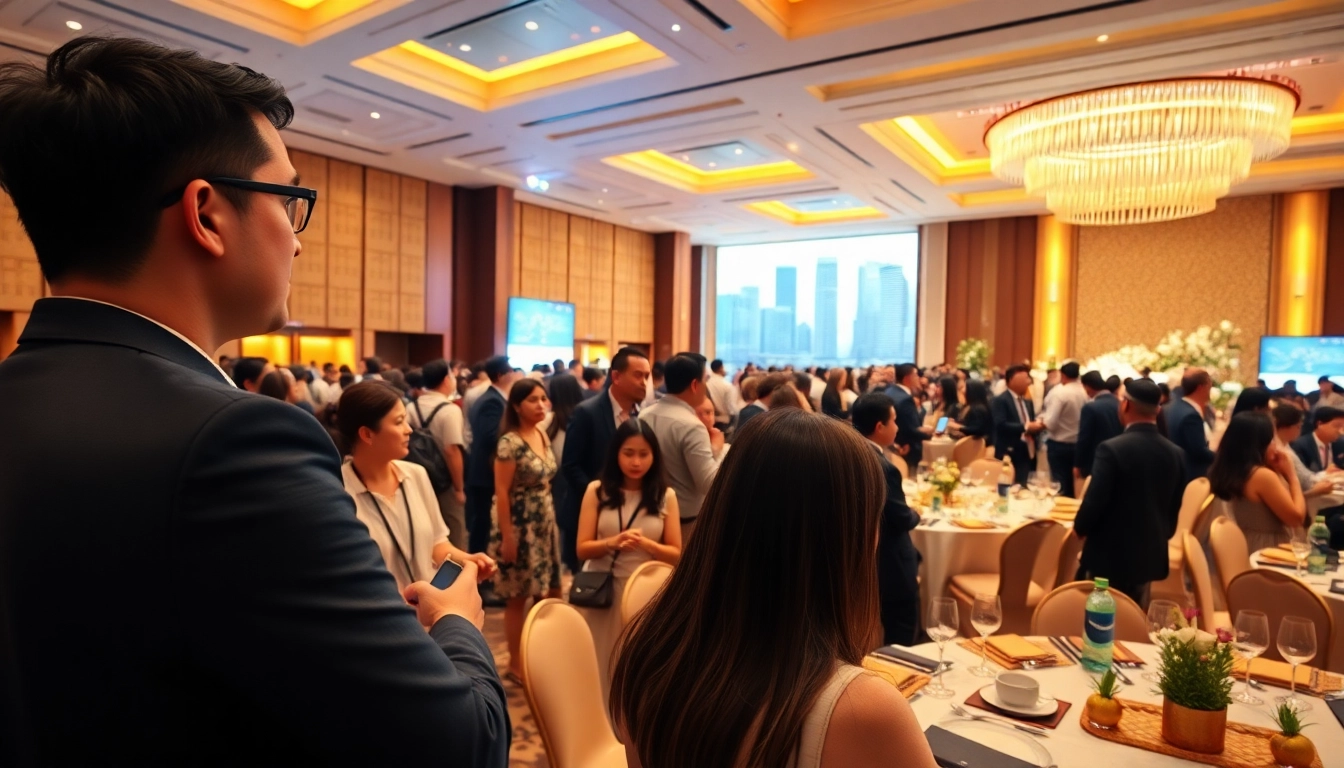 Captivating scene by the Corporate event organizer Singapore showcasing lively conference activities.