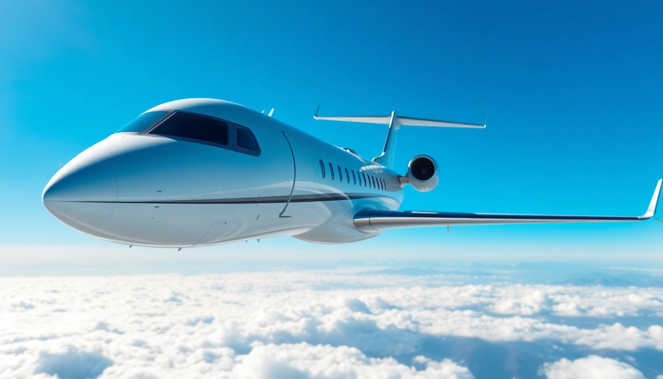 Experience UHNW private jet services with a luxury jet soaring in clear skies over magnificent clouds.
