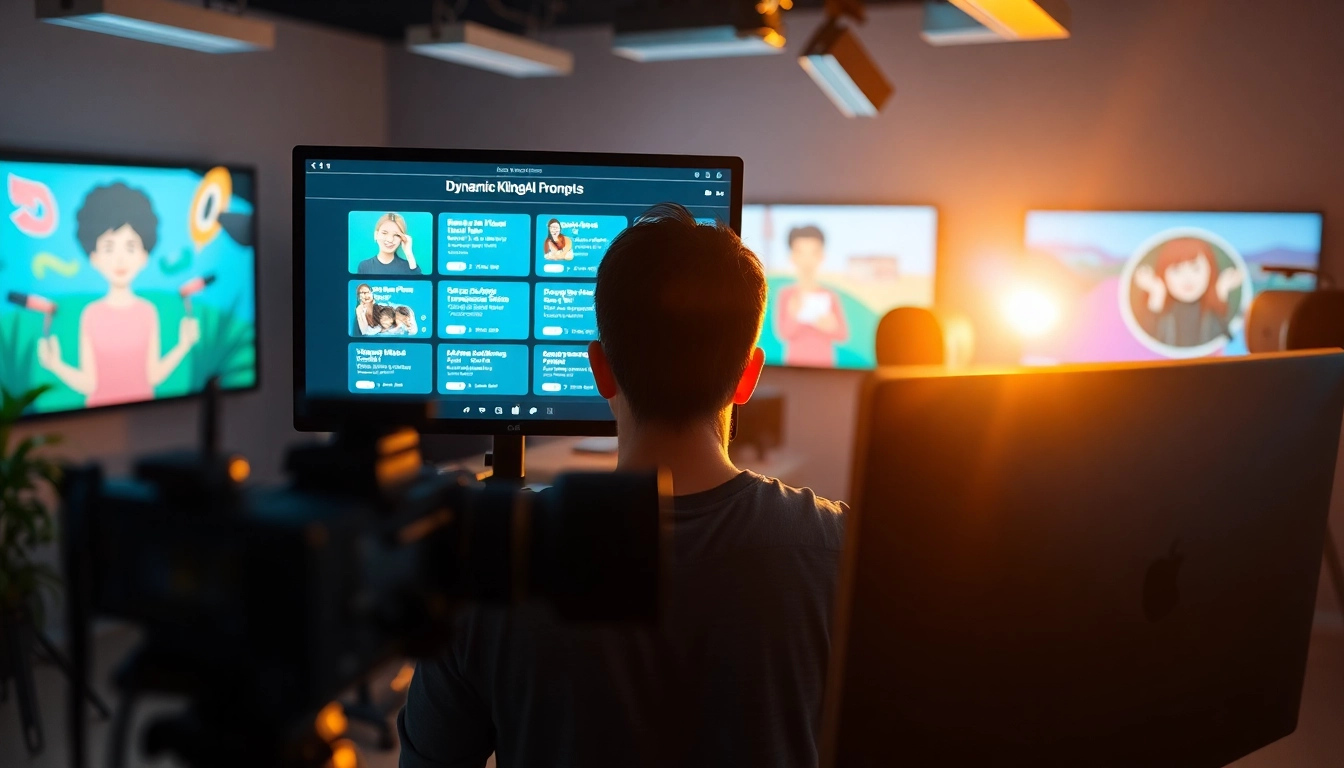 Generate stunning videos using KlingAI Prompts in a bright creative studio.