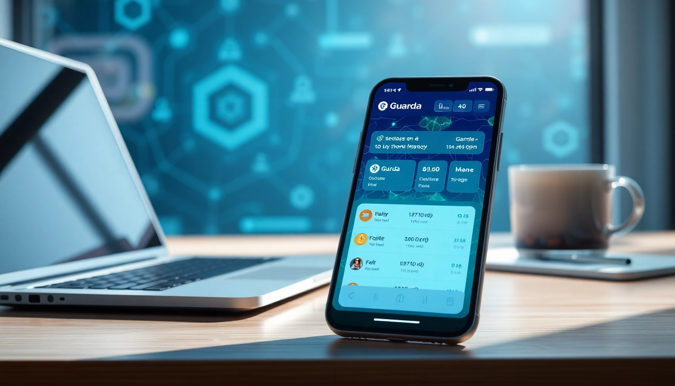 Engaging illustration of guarda wallet showcasing its features on a smartphone.