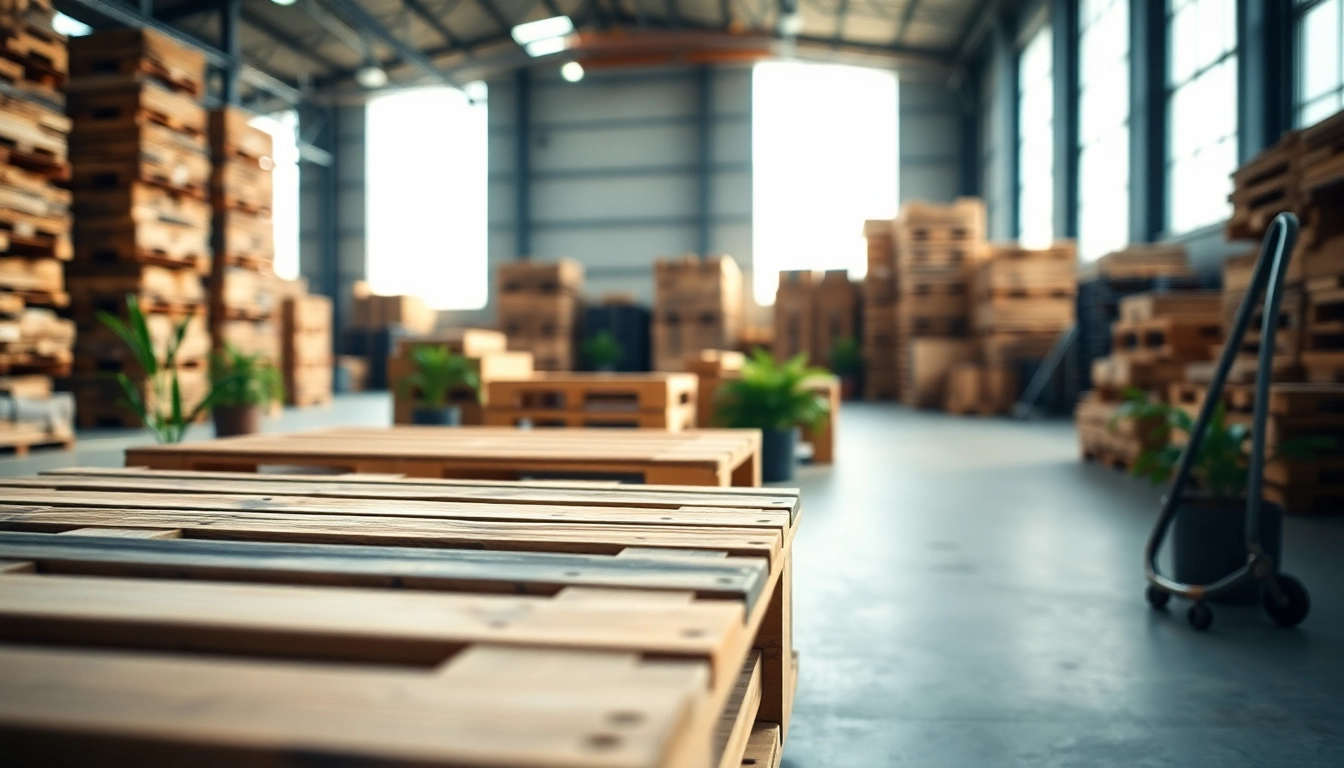 Showcase of IPPC certified pallets Europe illustrating quality and eco-friendliness in a warehouse.