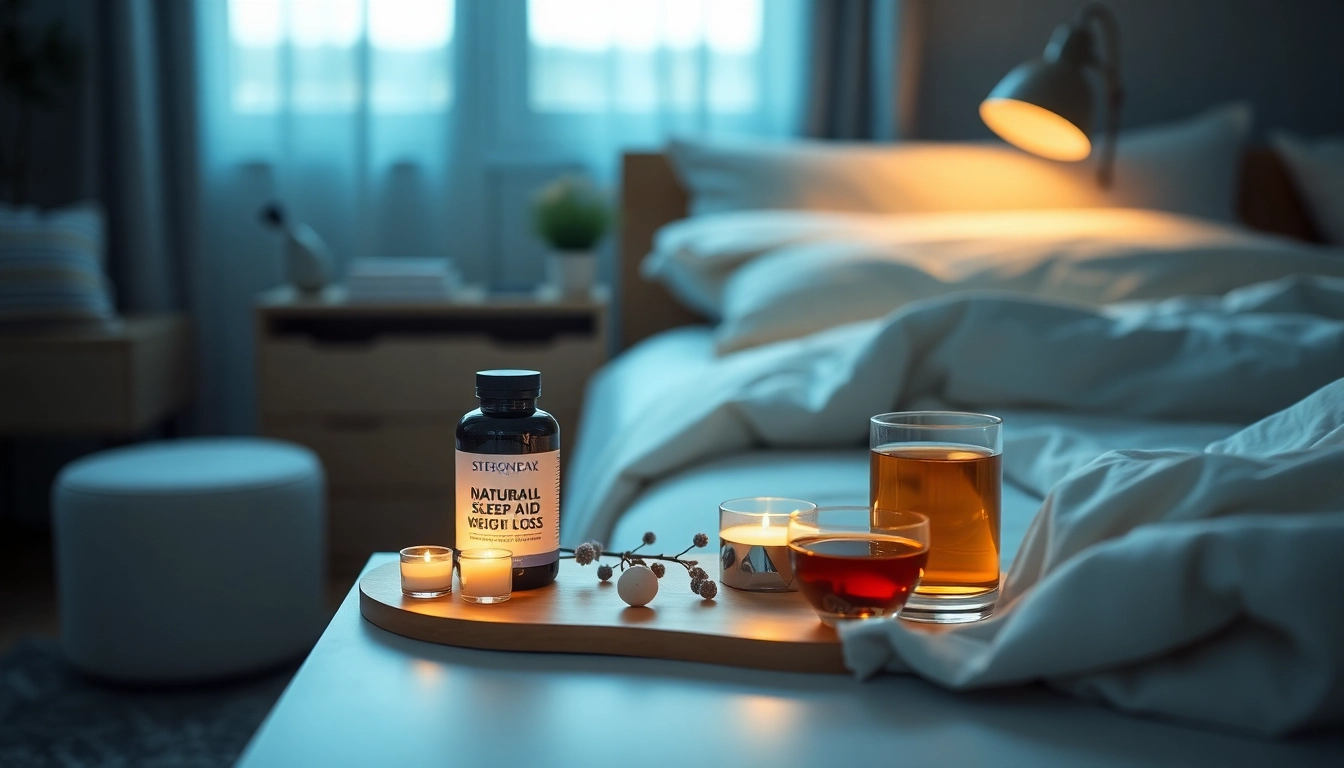 Enhancing restful sleep with a sleep aid for weight loss displayed in a calm bedroom setting.