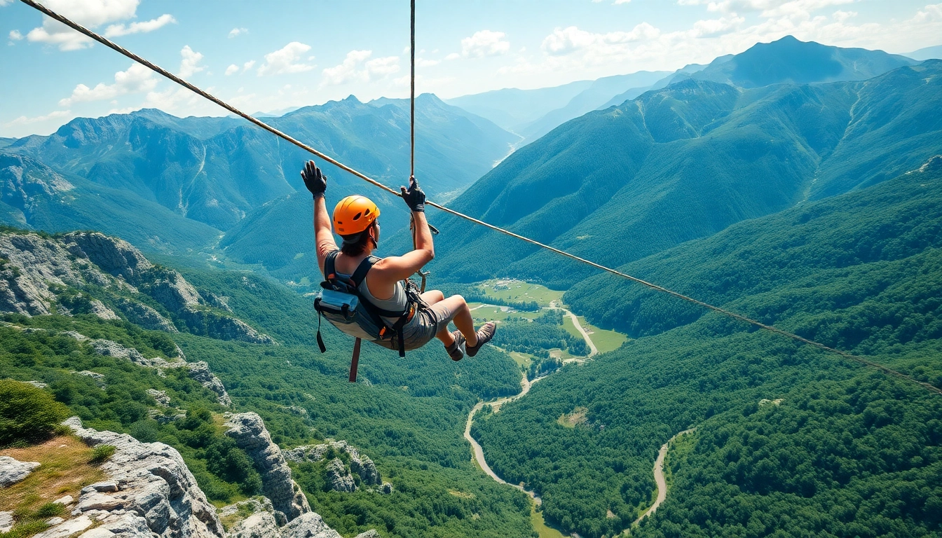 Bovec zipline over Učja Valley showcasing the thrilling experience of ziplining.