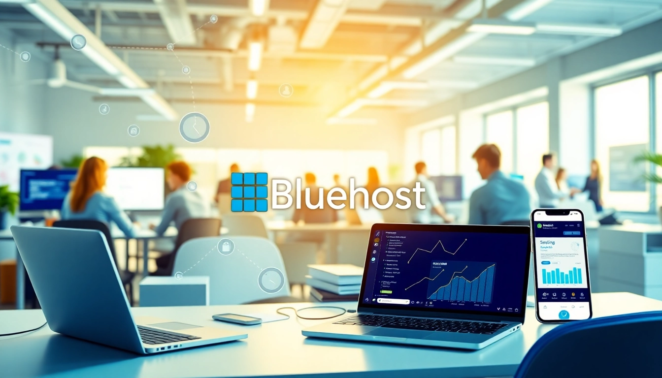 Boost your online presence with a professional illustration of Bluehost web hosting service.